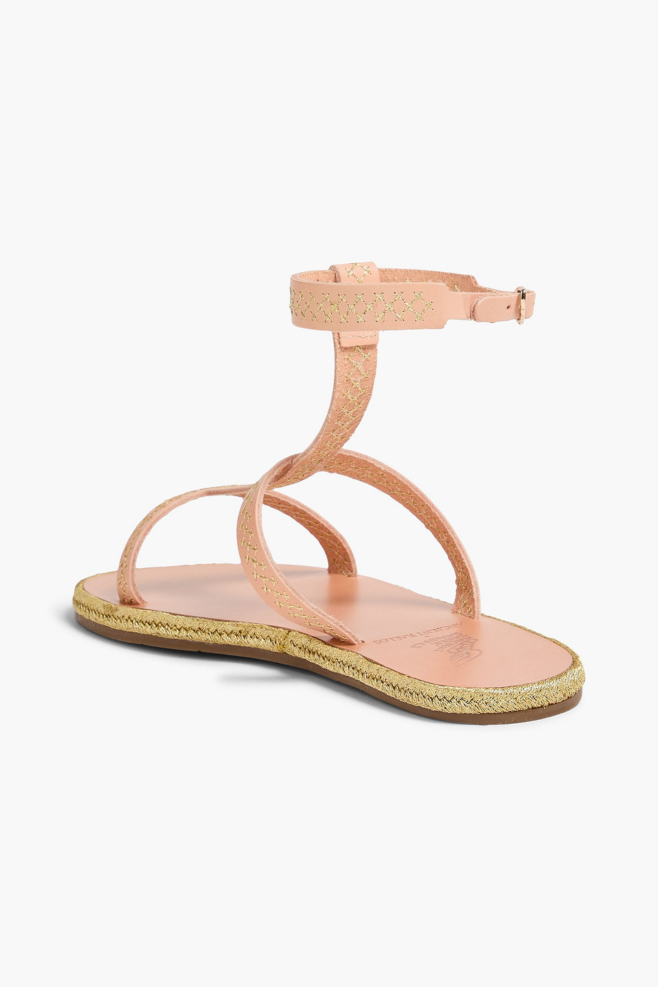  Ancient Greek Sandals X Ancient Kallos - Sandalen „milos“ Aus Leder Mit Metallic-effekt Und Stickereien - Neutral - Eu 39 