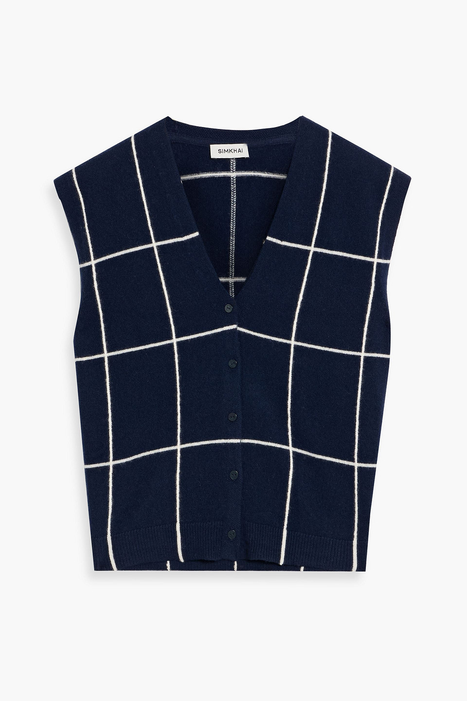 Simkhai Rozzi Checked Cashmere Vest In Blue