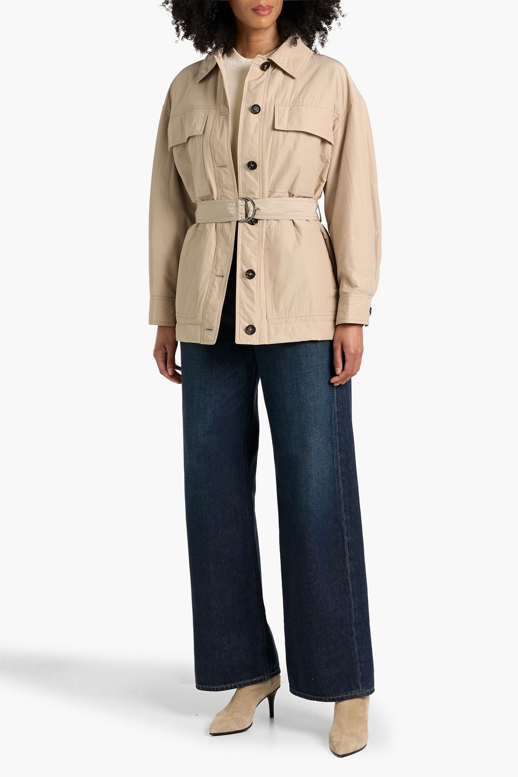 BRUNELLO CUCINELLI Belted shell jacket | THE OUTNET BRUNELLO CUCINELLI Belted shell jacket | THE OUTNET