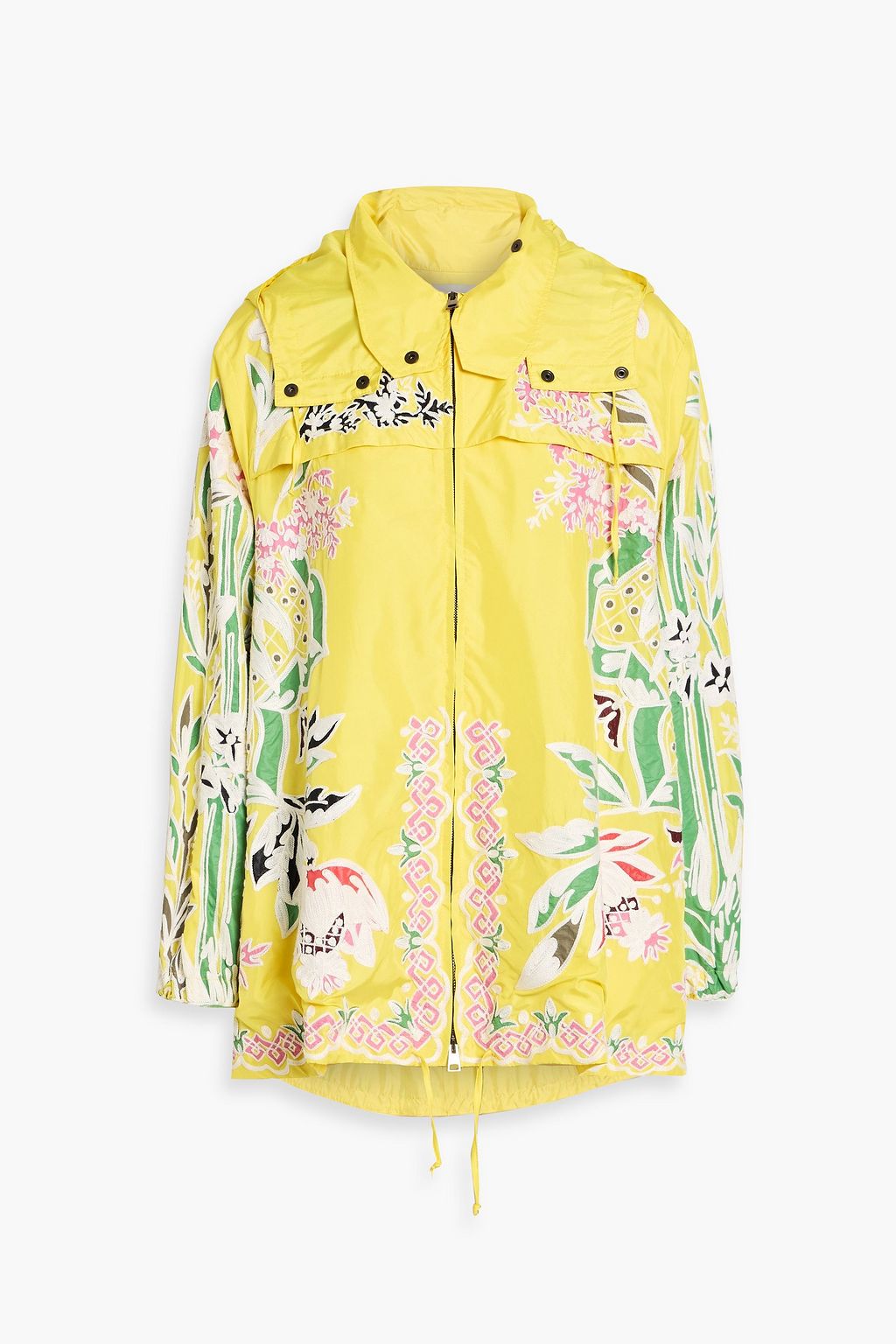 VALENTINO GARAVANI Embroidered silk-crepe hooded jacket | THE OUTNET