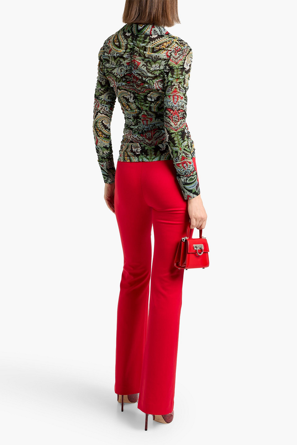 Alice And Olivia Deanna High-waisted Bootcut Trousers In Red