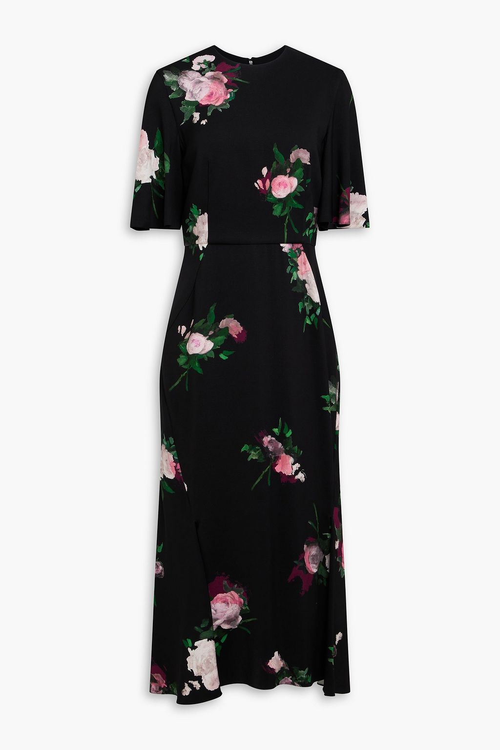open lace back dress 1960s Emilio Pucci Prettiest Pink Floral Print & Black Silk Jersey Dre   Shrimpton Couture