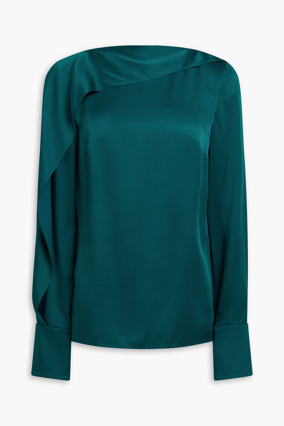 erdem - draped satin-crepe top - blue - uk 10