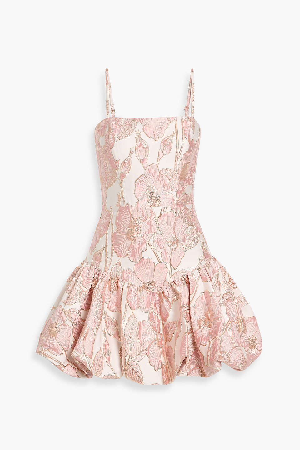 Patbo Petal Metallic Floral-jacquard Mini Dress In Neutral