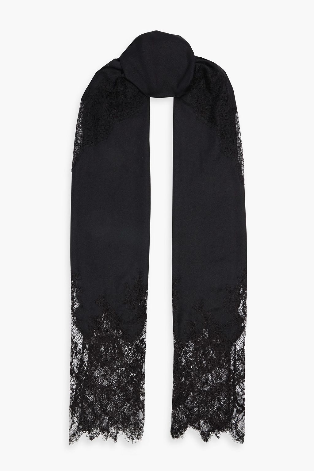 VALENTINO GARAVANI Lace-paneled cashmere and wool-blend scarf