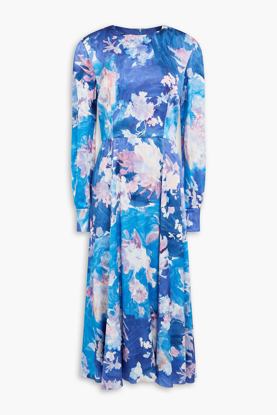 erdem - floral-print crepon midi dress - blue - uk 8