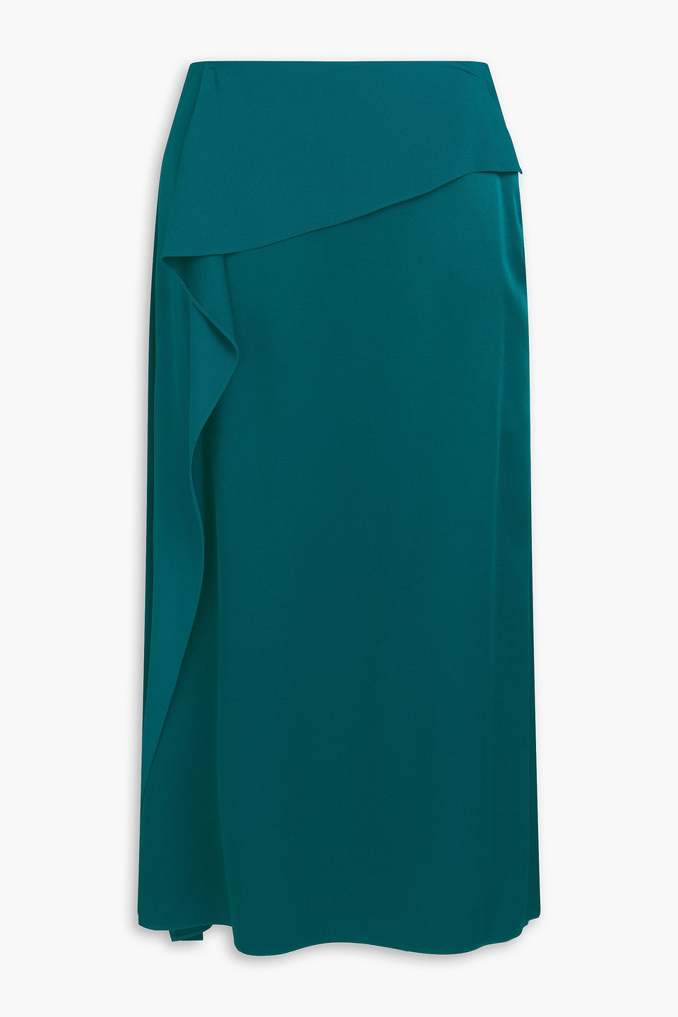 erdem - draped satin-crepe midi skirt - blue - uk 8