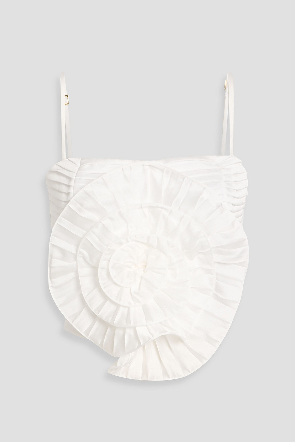 Patbo Dream Floral-appliquéd Satin Top In White
