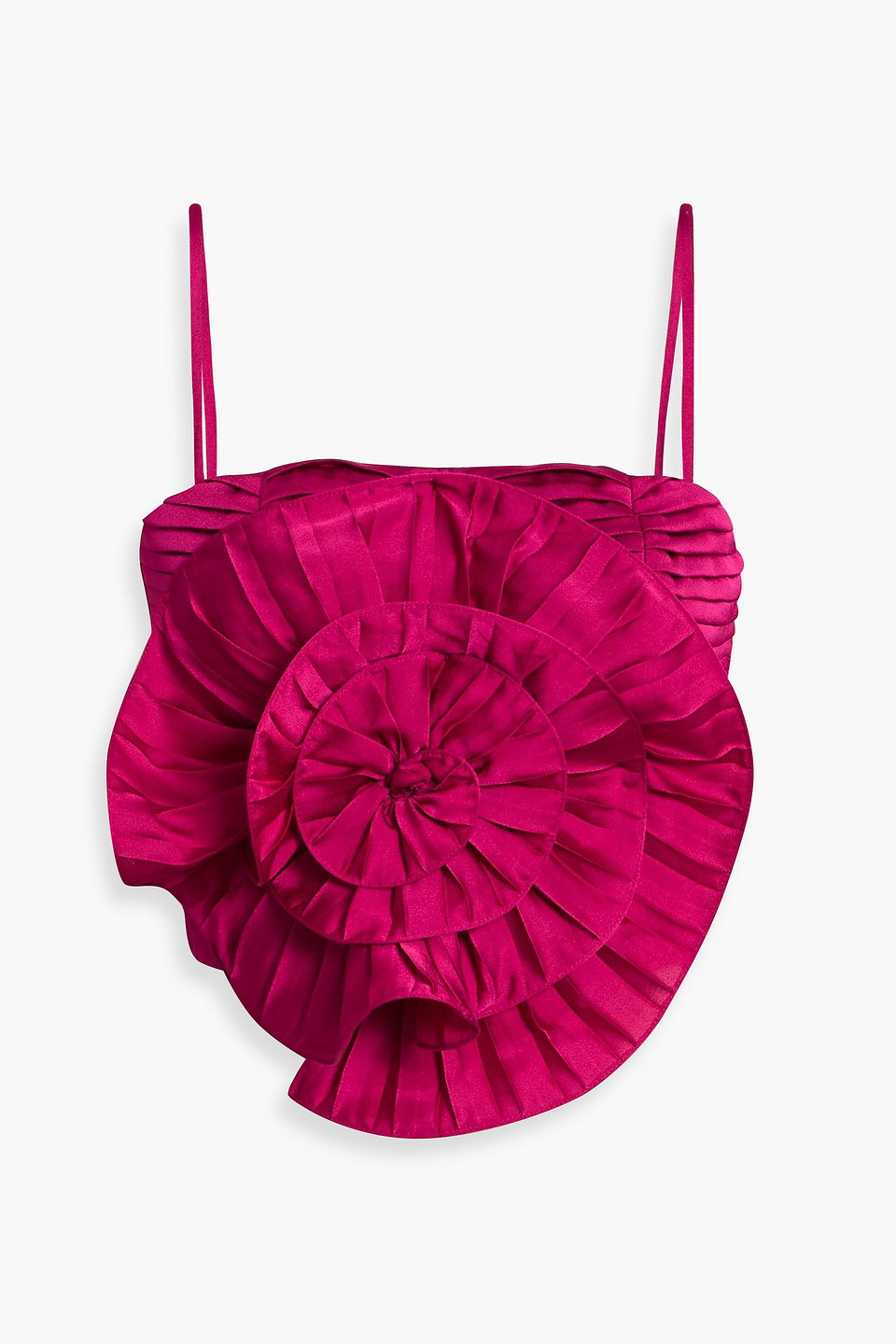 Patbo Dream Floral-appliquéd Satin Top In Red