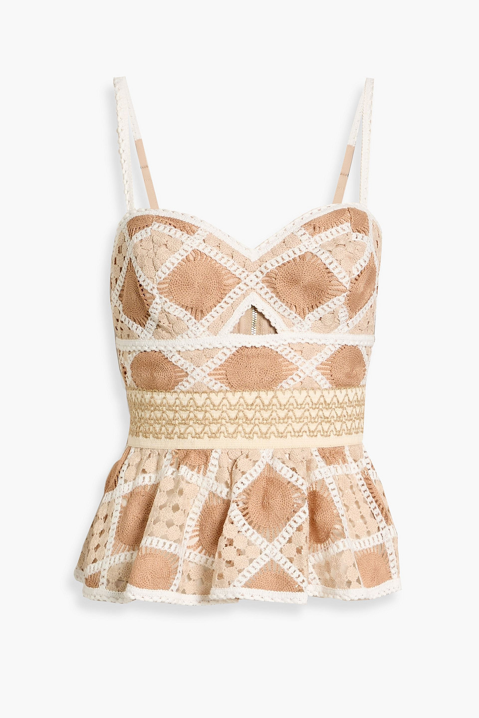 patbo - bossa crochet peplum top - neutral - us 8