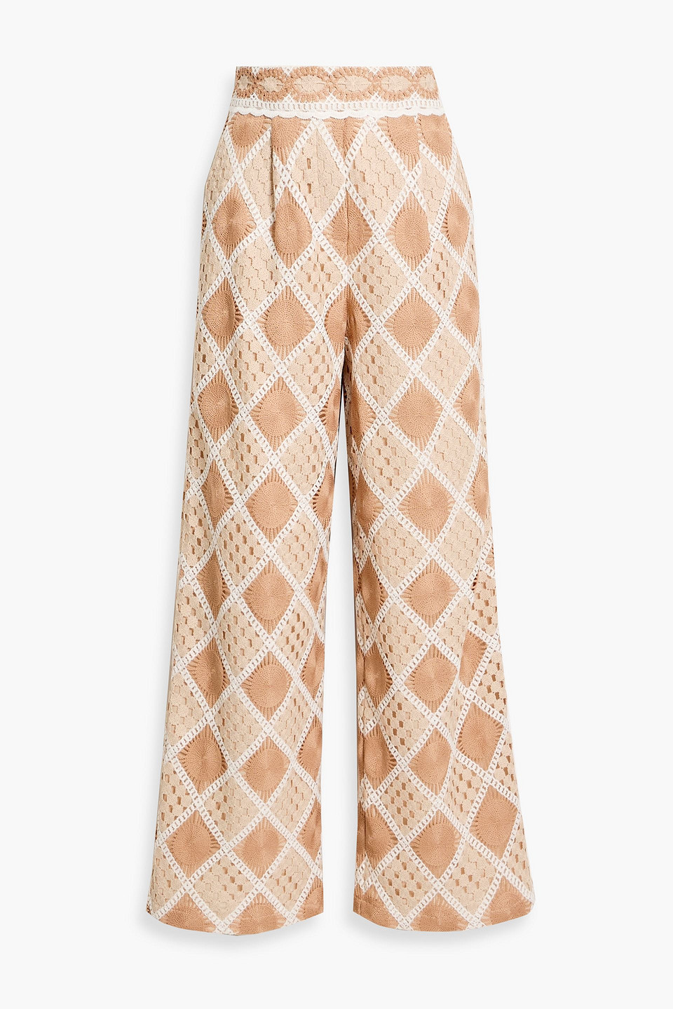 Patbo Bossa Crochet Wide-leg Pants In Brown