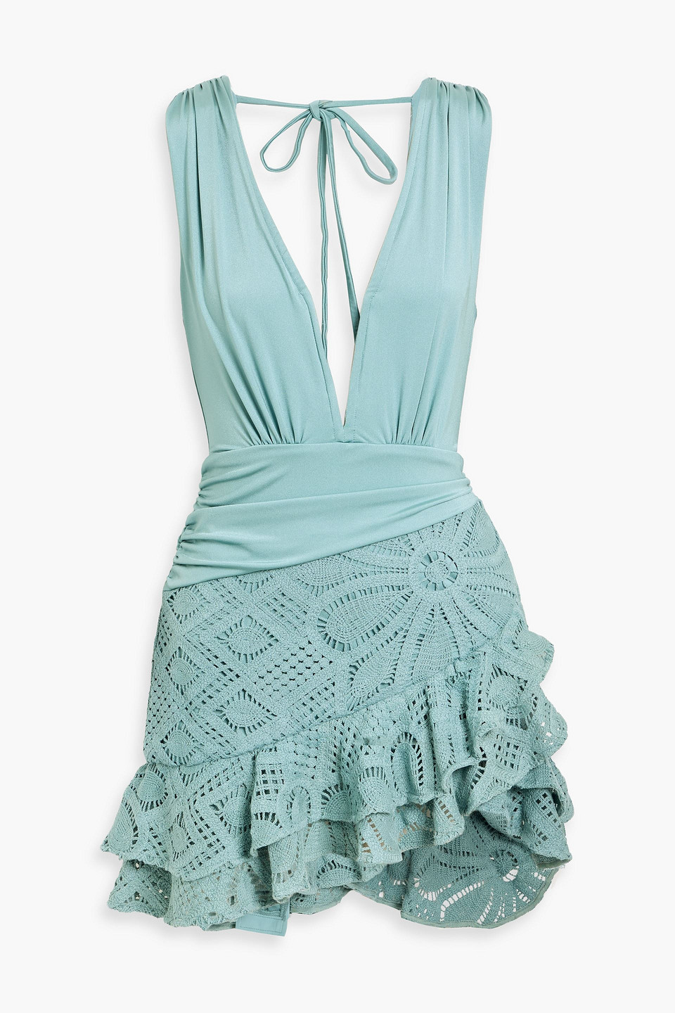 Patbo Camila Coelho Stretch-jersey And Crochet Mini Dress In Blue
