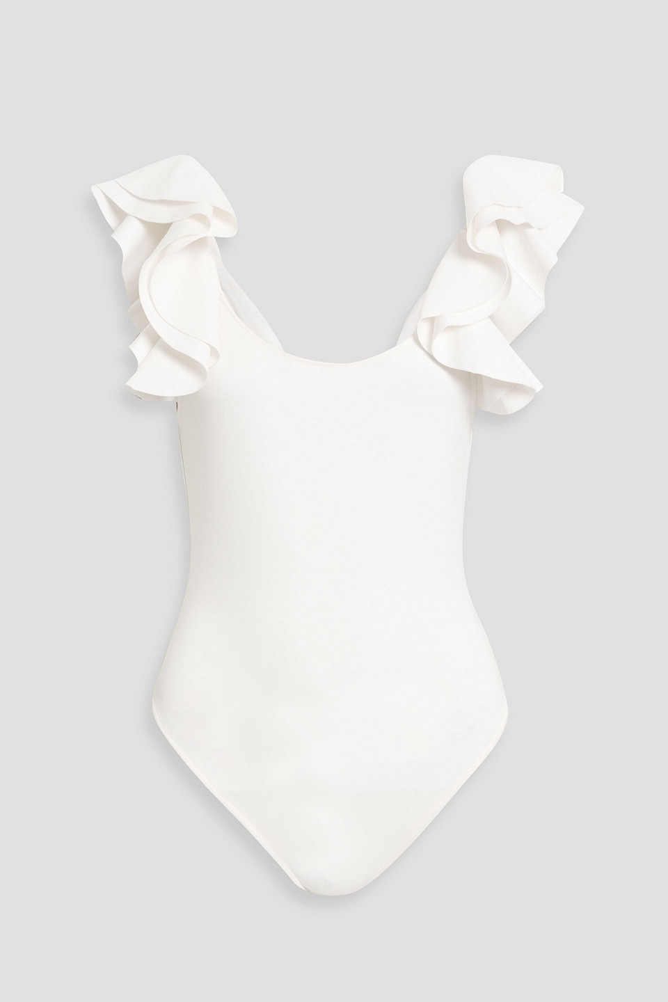 alice olivia - tawny ruffled stretch-jersey bodysuit - white - m