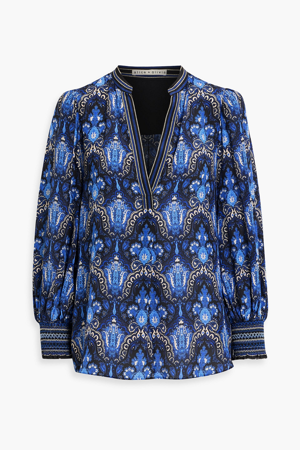 alice olivia - sheila printed silk blouse - blue - xs