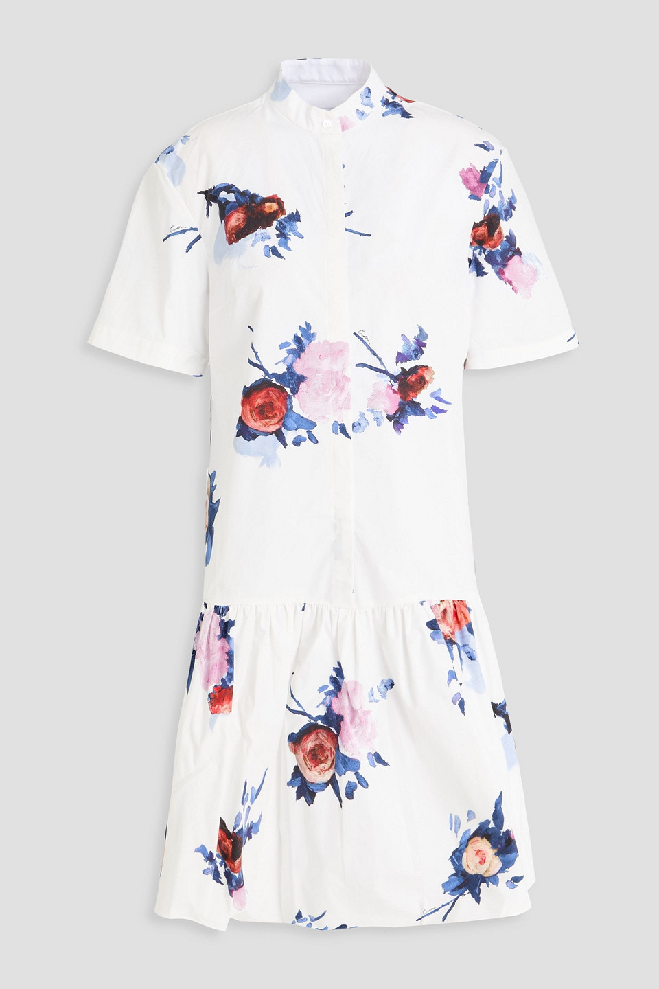 erdem - floral-print cotton-poplin mini dress - white - uk 8