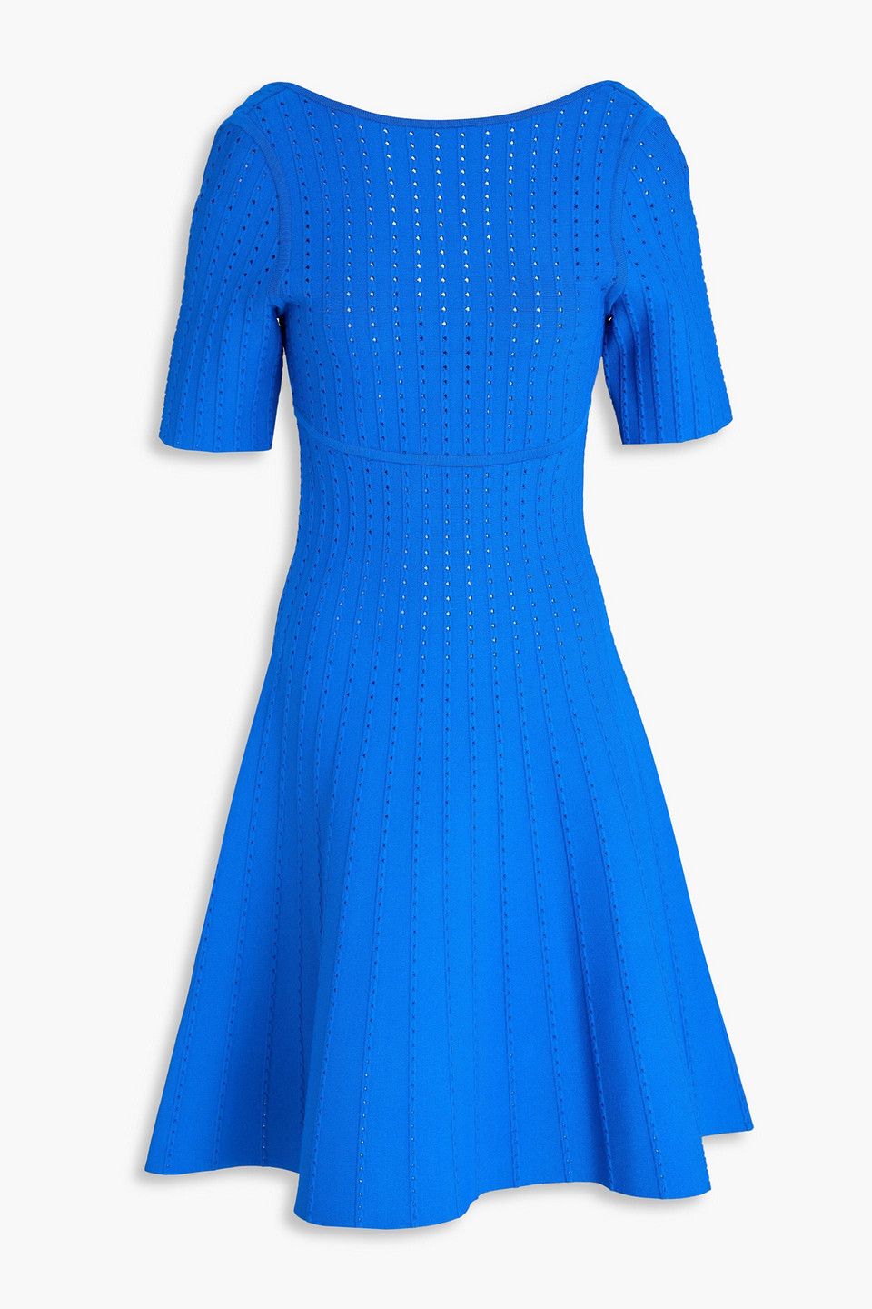 hervé léger - donna flared pointelle-knit dress - blue - xxs