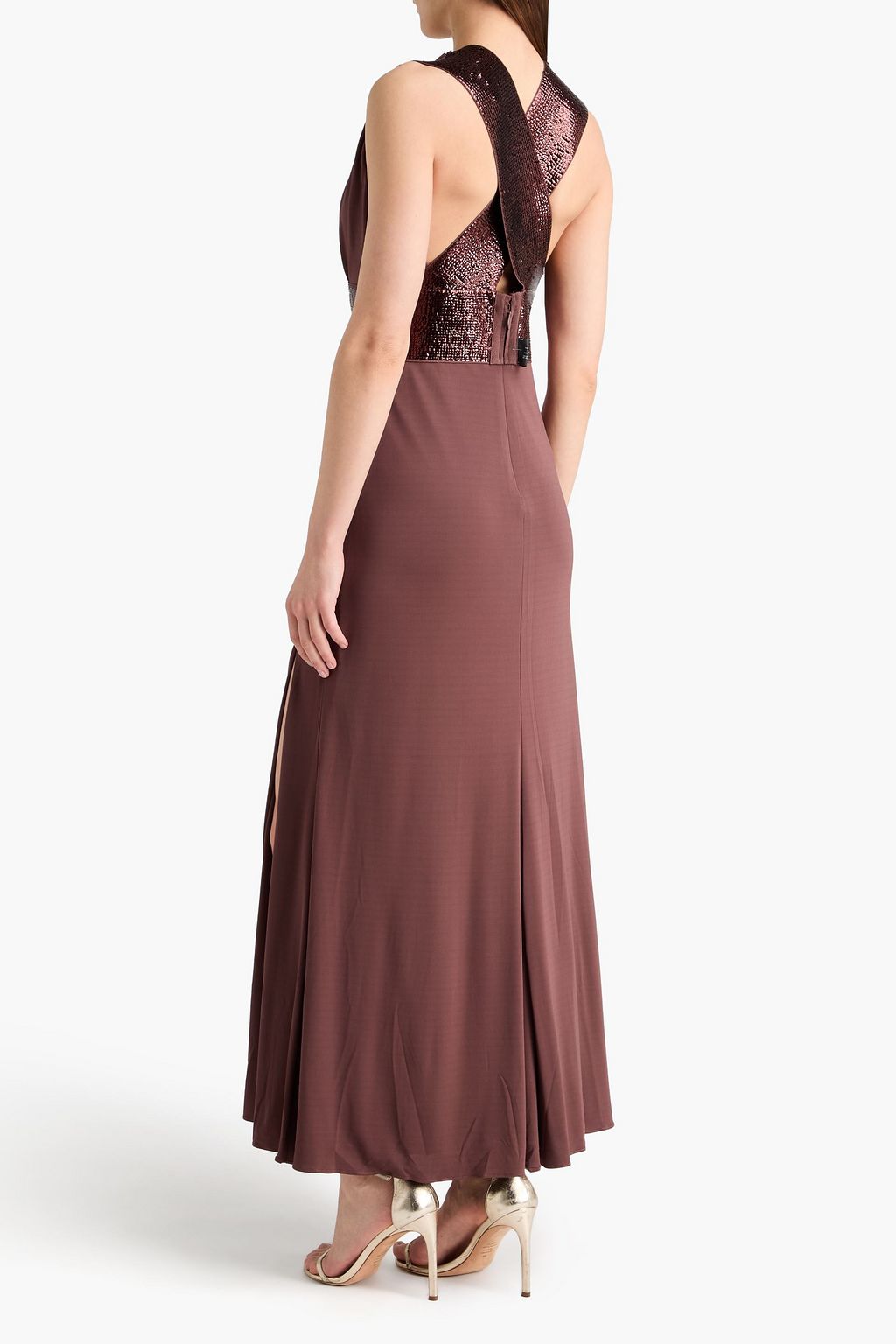 herve leger brown dress Alvana Floral Appliqu Maxi Dress Brown | Wedding Guest Dress