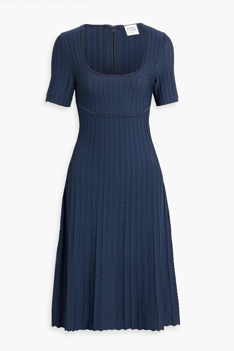 hervé léger - calista pleated bandage midi dress - blue - xs
