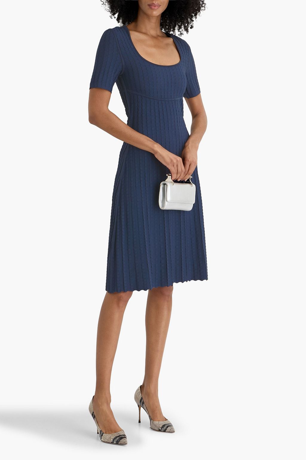 herve leger blue crochet trim knit flared short dress m Aeline Crochet Knit Shorts - Sky Blue main image 1
