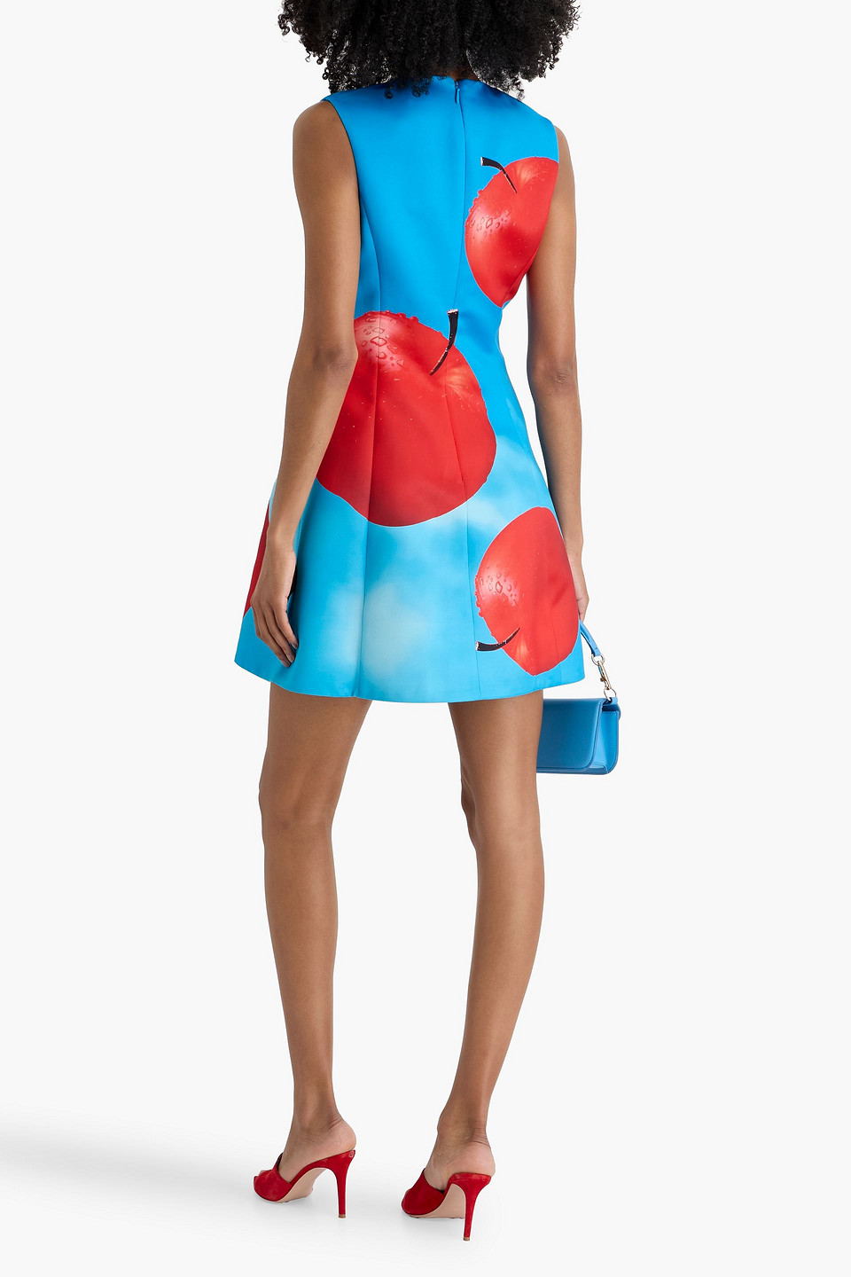 Leo Lin Briana Printed Satin Mini Dress In Blue