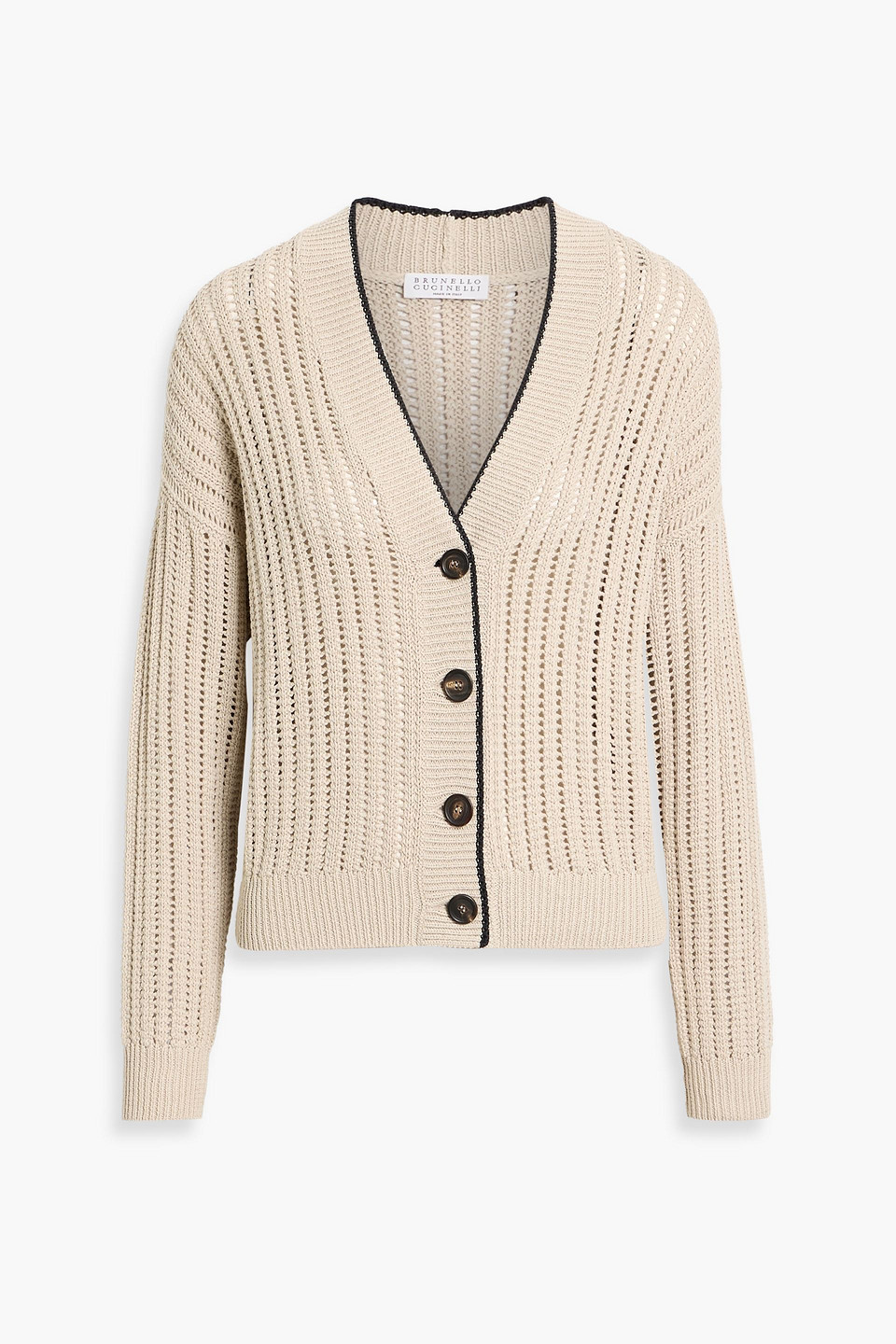 Brunello Cucinelli Pointelle-knit Cotton Cardigan In Neutral
