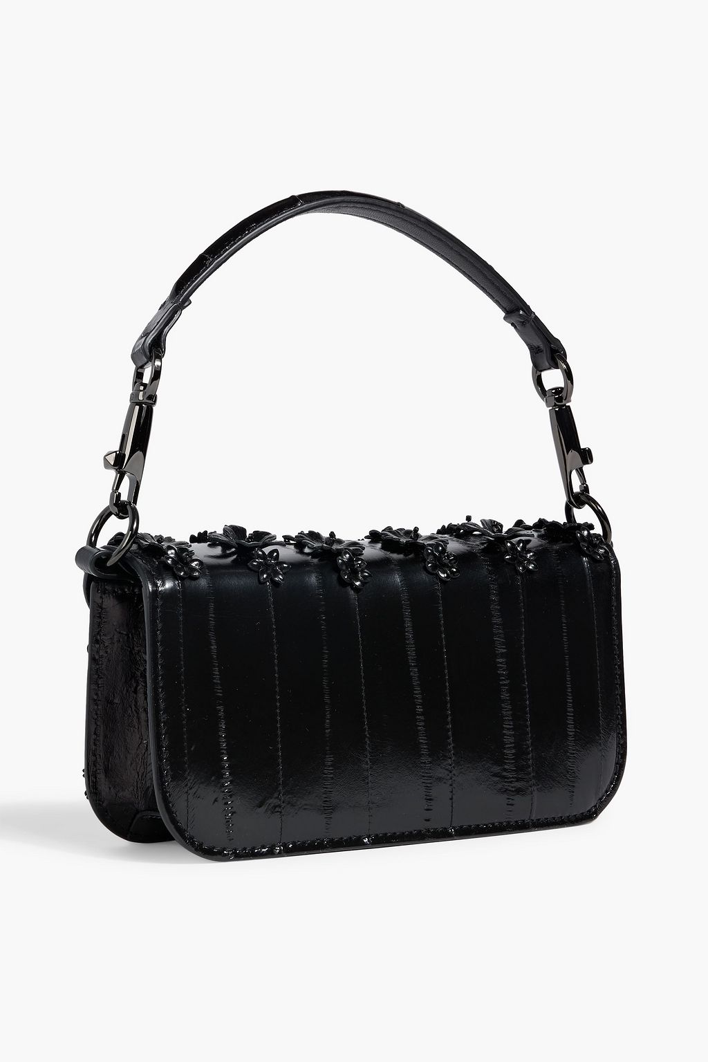 VALENTINO GARAVANI Locò floral-appliquéd leather shoulder bag