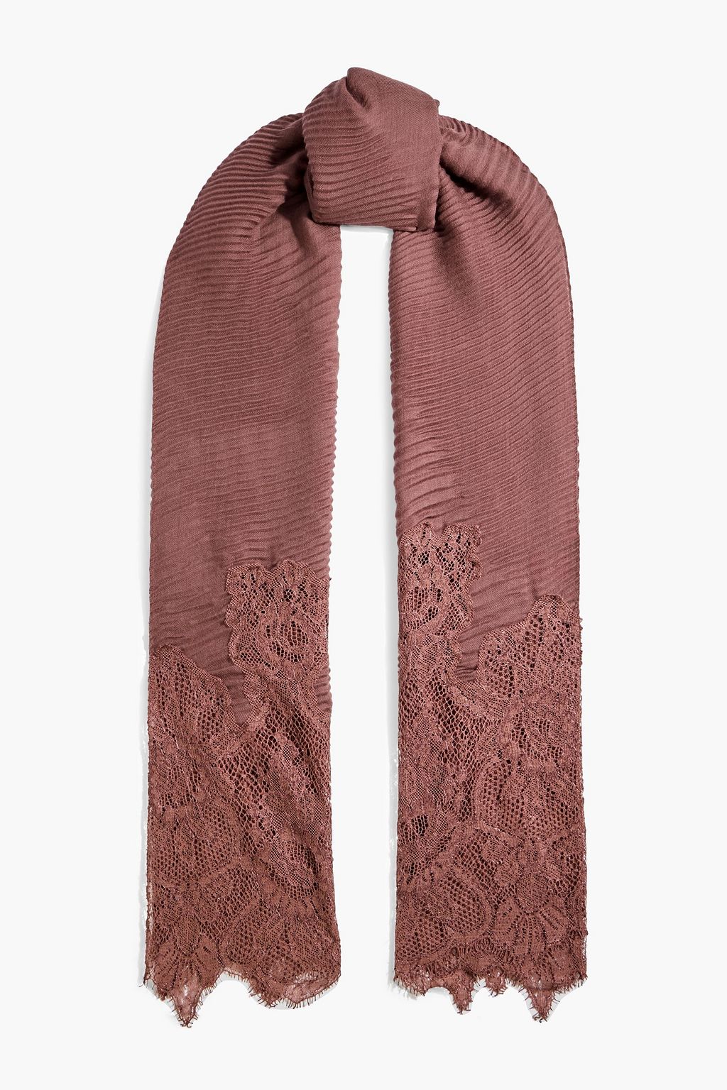 い*ー様 Valentino Garavani ストール VALENTINO GARAVANI Lace-trimmed plissé cashmere and wool-blend