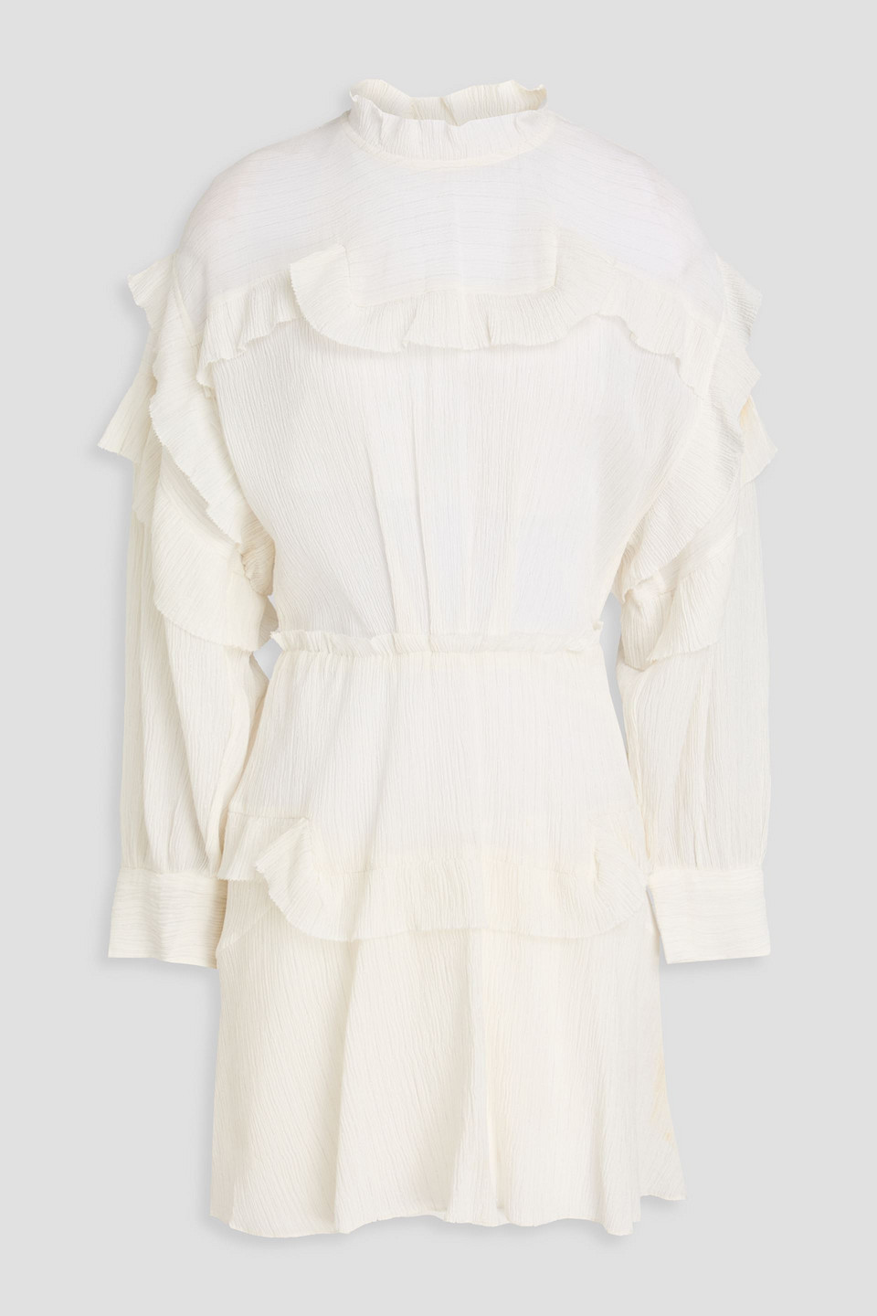 isabel marant - ruffled cotton-blend mini dress - white - fr 36