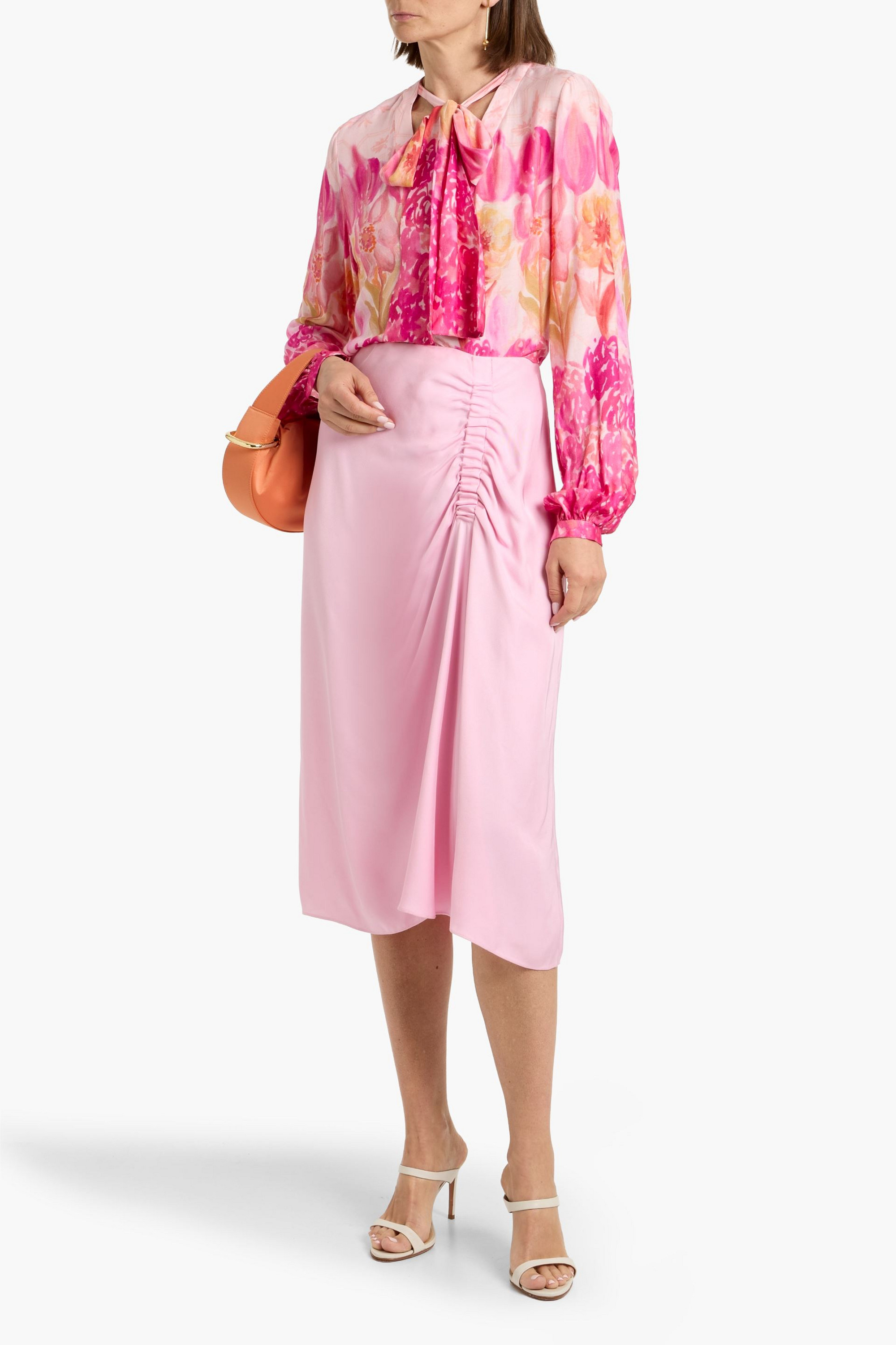 PatBO Sintra pussy-bow printed crepe de chine blouse