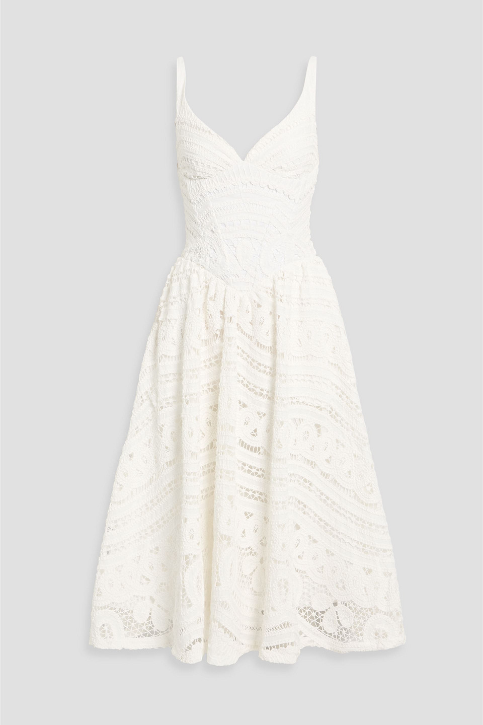 patbo - rythmic cotton crocheted lace midi dress - white - us 2