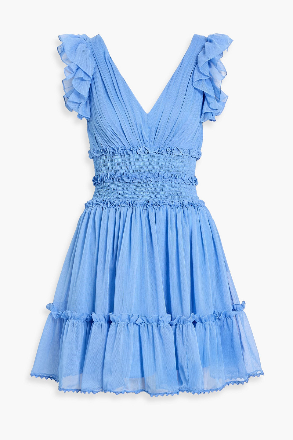 Patbo Candy Ruffled Crepon Mini Dress In Multi