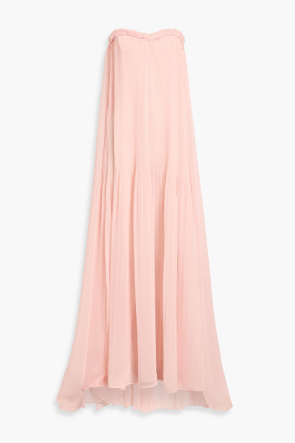 Leo Lin Camilla Strapless Plissé-georgette Gown In Pink