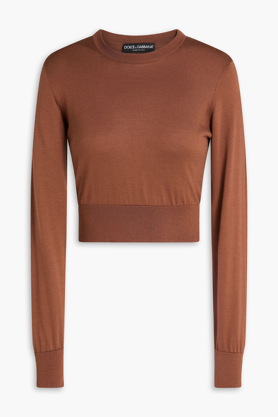 dolce&gabbana - cropped silk sweater - brown - it 38