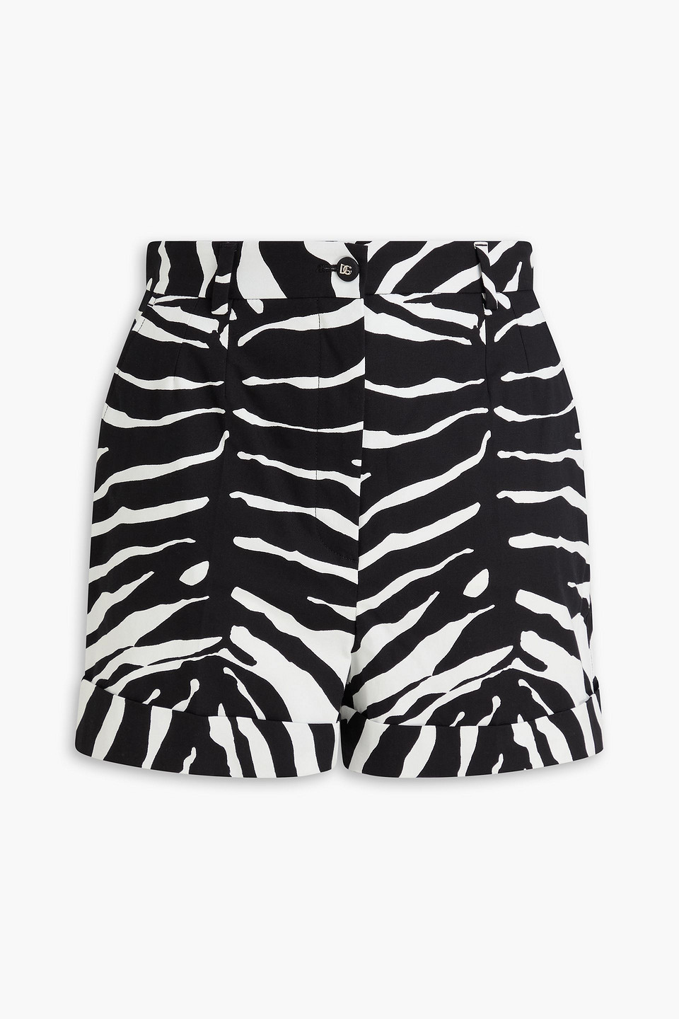 dolce&gabbana - zebra-print cotton-blend twill shorts - black - it 36
