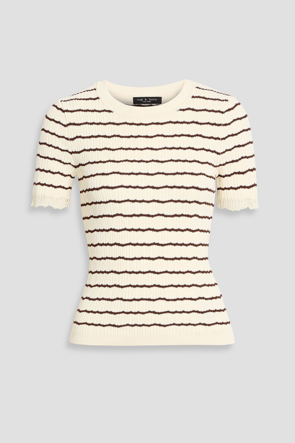 Rag & Bone Chiara Striped Ribbed Cotton-blend Top In White