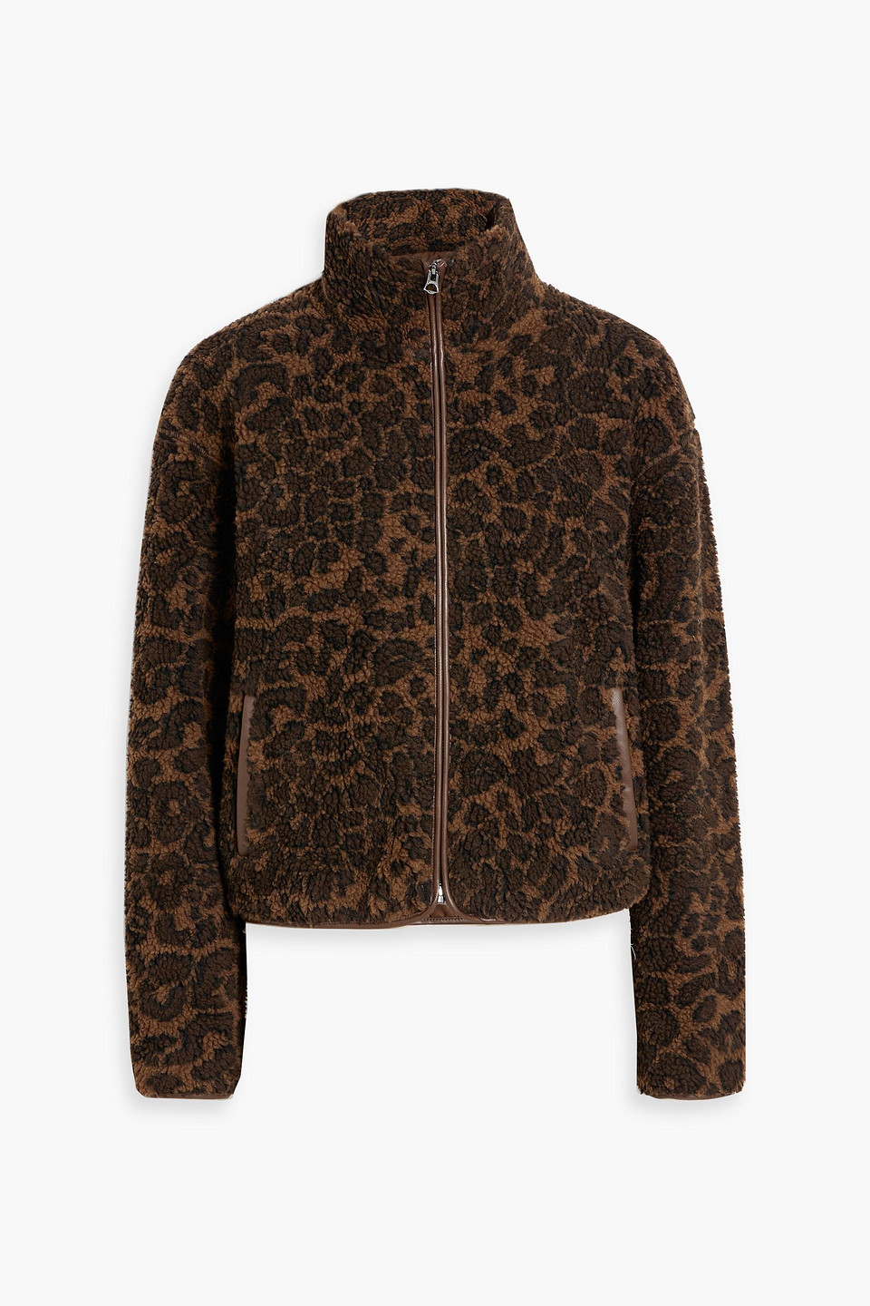 rag & bone - sun leopard-print teddy fleece jacket - brown - xs