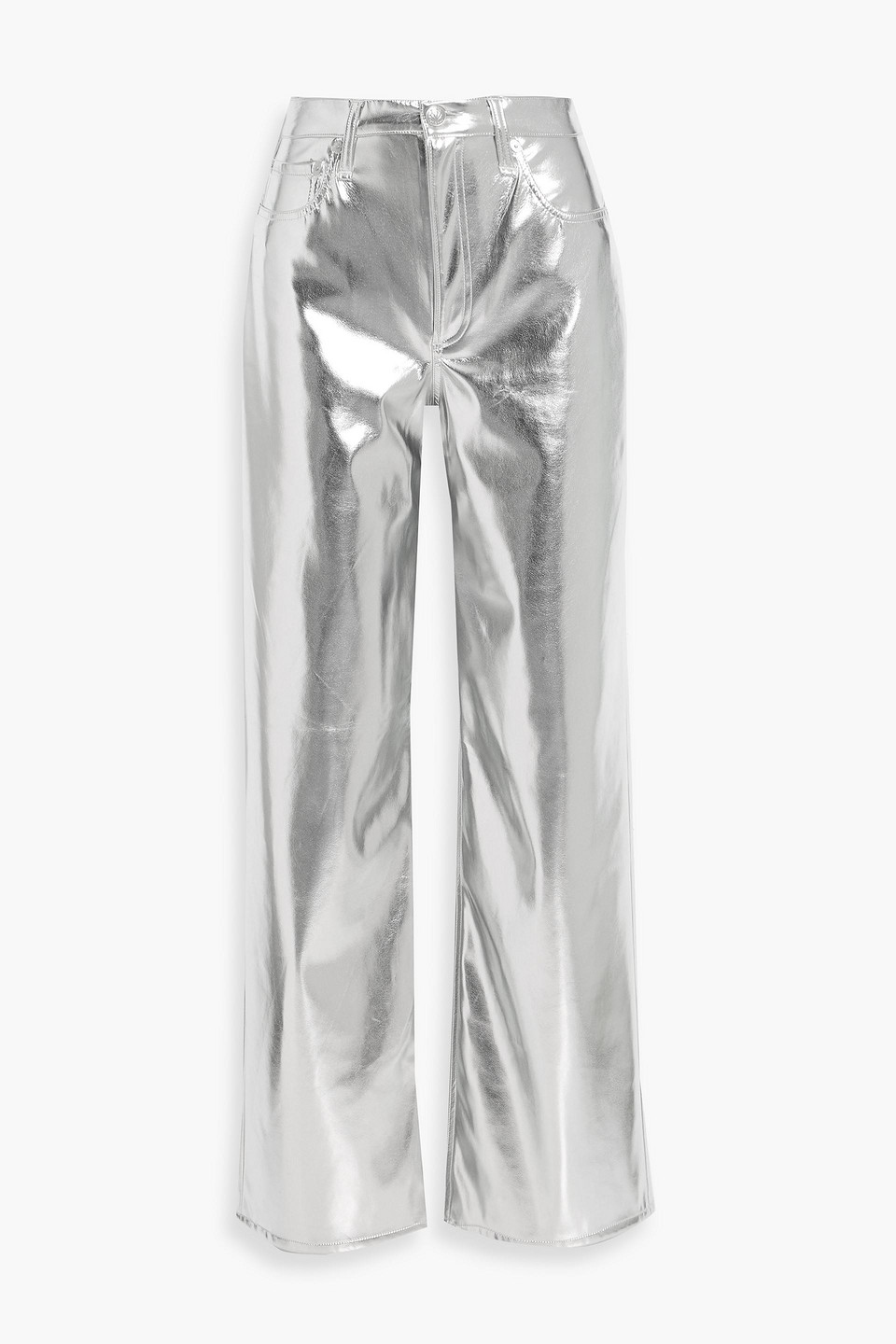 Rag & Bone Logan Metallic Straight-leg Pants In Gray