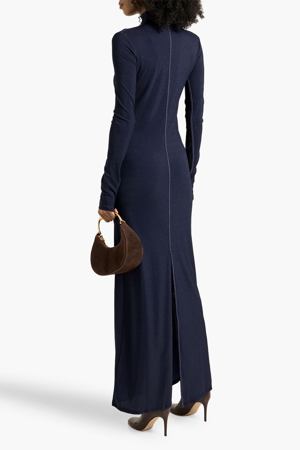 chinese dress ladies Suzanne Sheer Long Sleeve Turtleneck Maxi Dress – Aurohaya main image 0