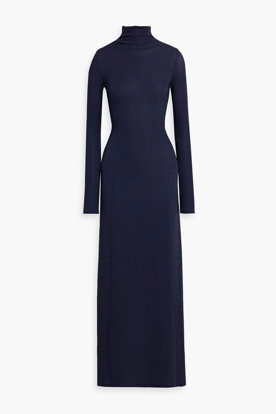 Rag & Bone Elsa Metallic Stretch-jersey Turtleneck Maxi Dress In Blue