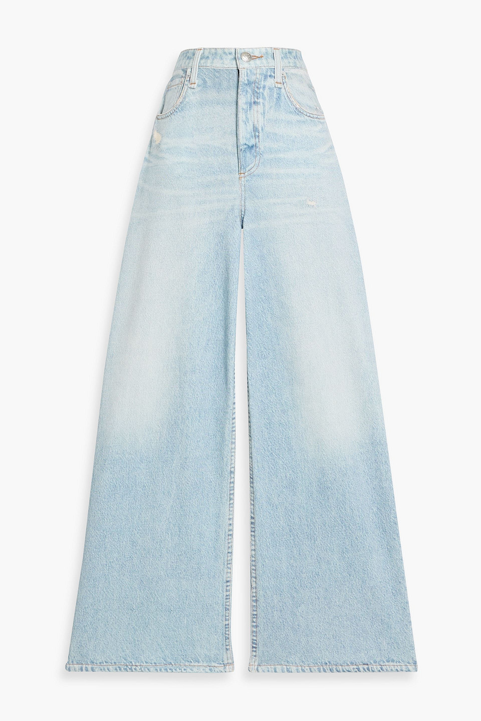 Rag & Bone Miramar Sofie Cropped Denim-effect French Cotton-terry Wide-leg Pants In Blue