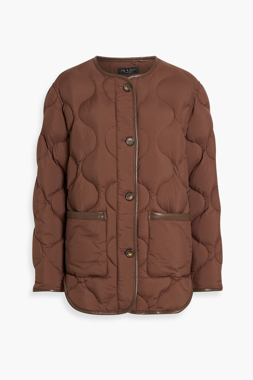 rag & bone - tatiana quilted shell jacket - brown - m