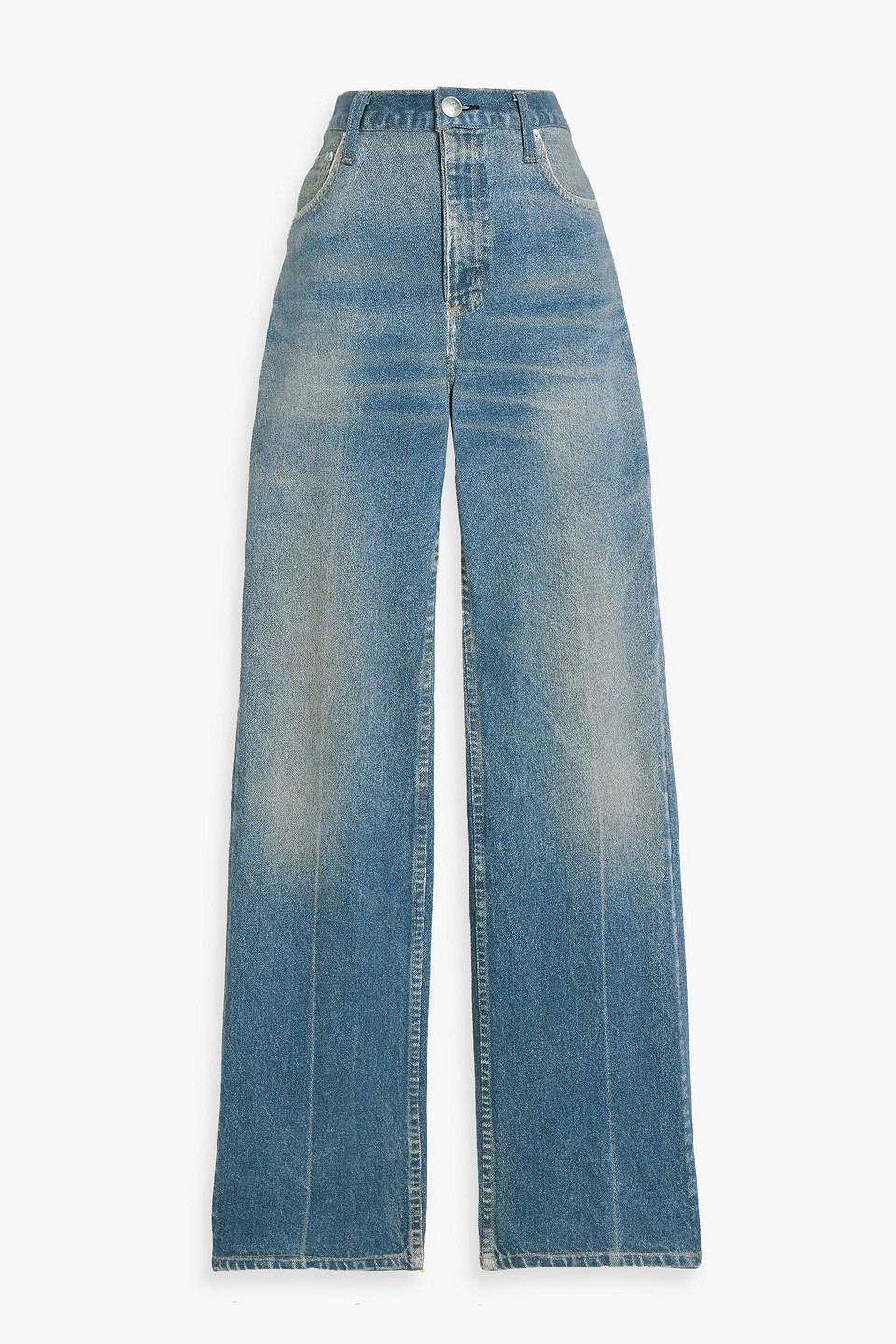 Rag & Bone Miramar Shea Denim-effect Print Cotton Straight-leg Pants In Blue