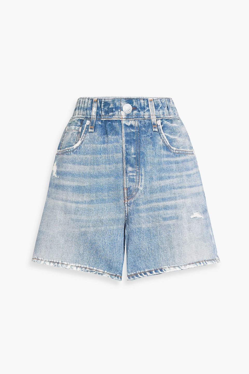 rag & bone - miramar denim-effect print french cotton-terry shorts - blue - xs