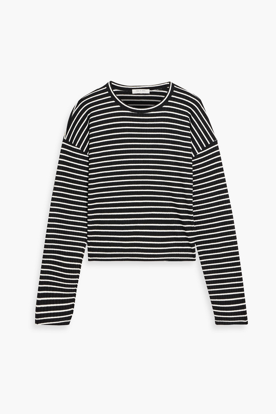 rag & bone - striped ribbed-knit top - black - s