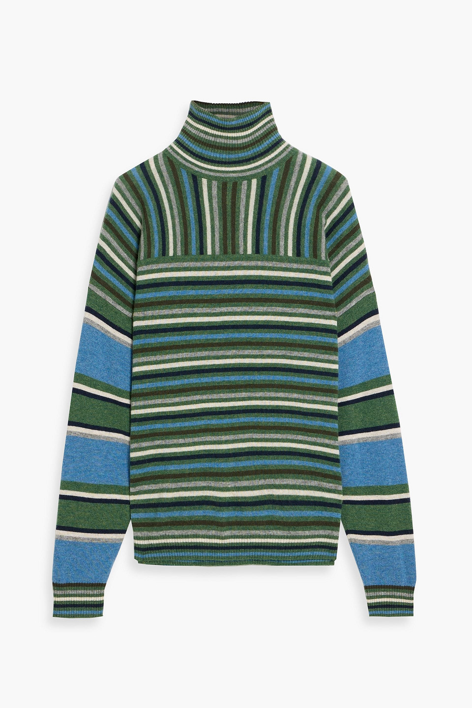 autumn cashmere - striped cashmere turtleneck sweater - green - s