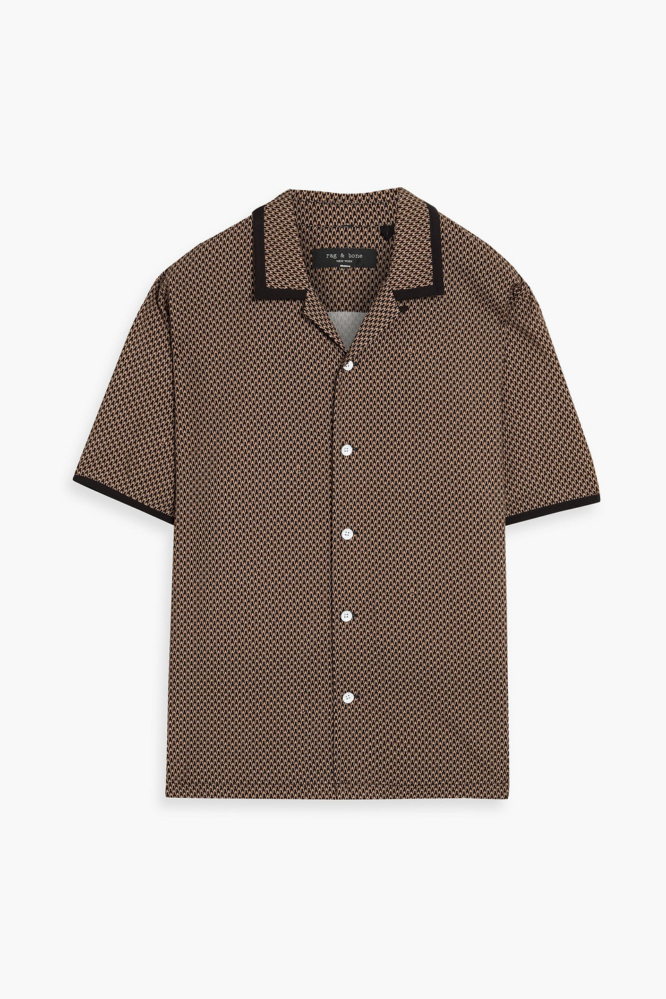 rag & bone - geo printed crepe shirt - blue - s