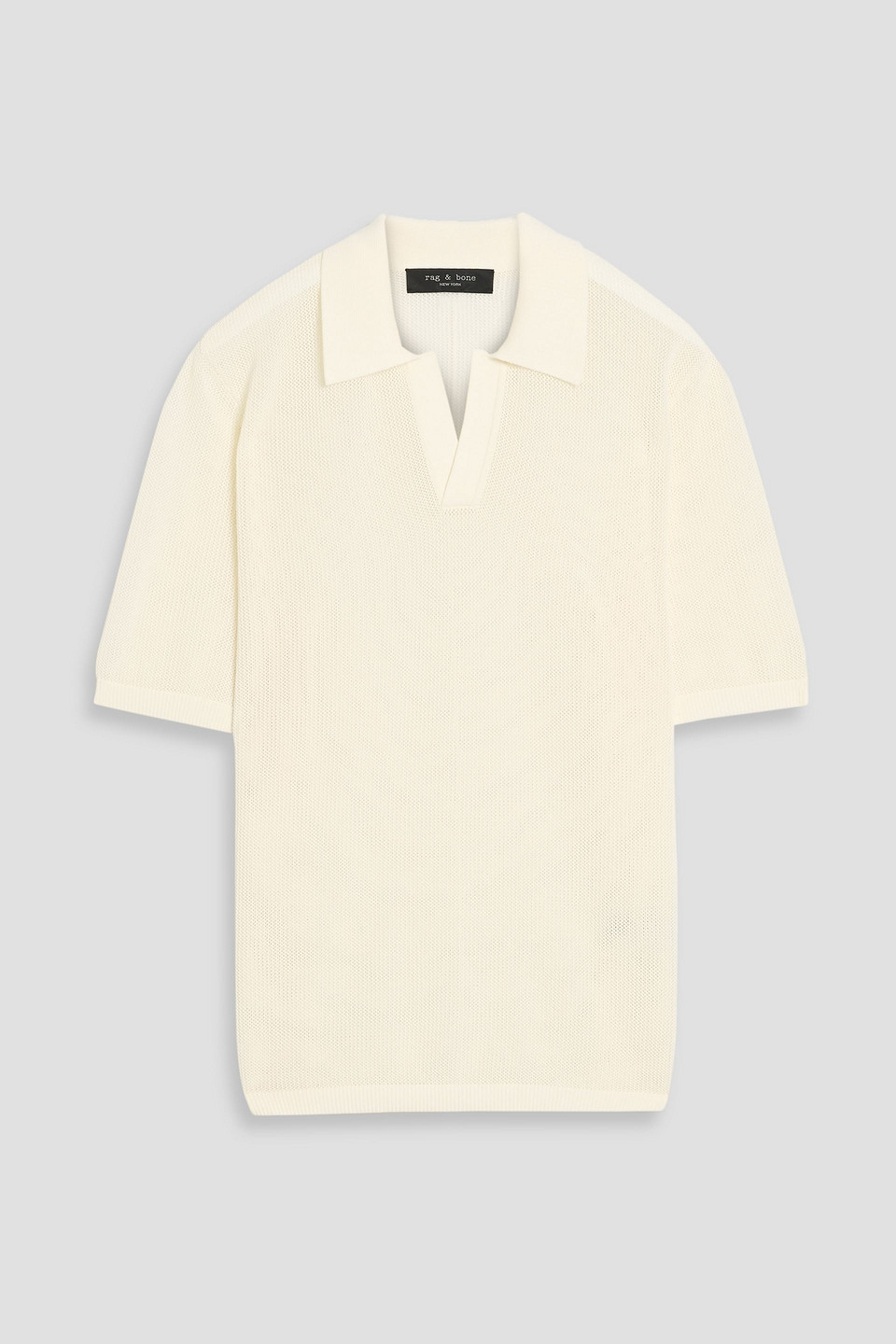 rag & bone - willy cotton-blend mesh polo shirt - white - m
