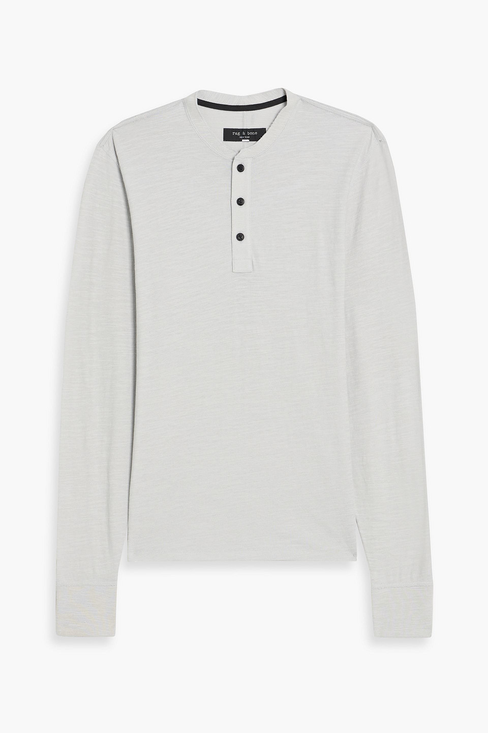 rag & bone - cotton-blend jersey henley t-shirt - gray - s