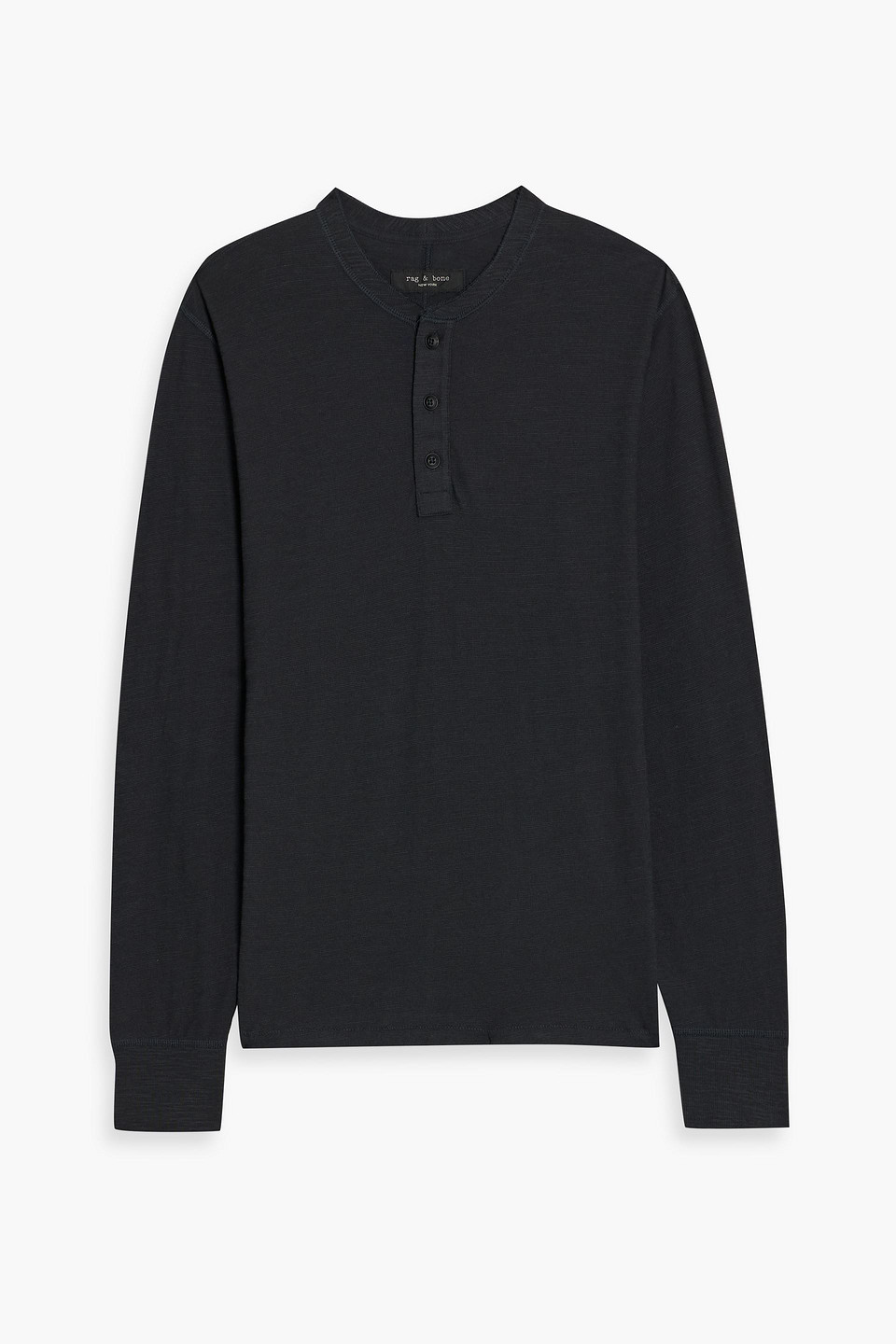 Rag & Bone Cotton-blend Jersey Henley Shirt In Black
