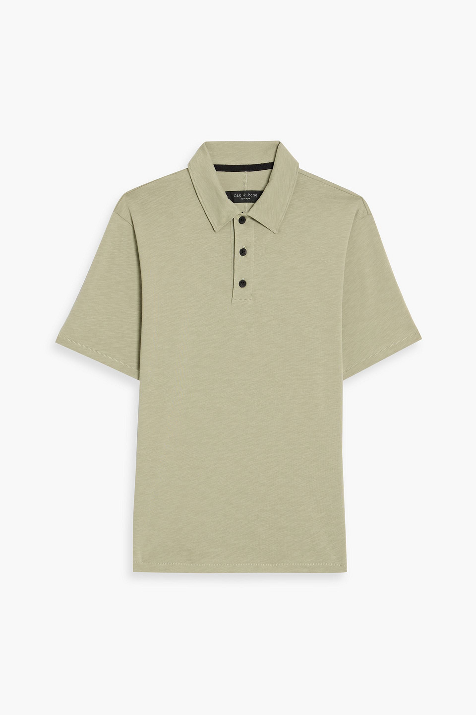 rag & bone - slub cotton-jersey polo shirt - green - s